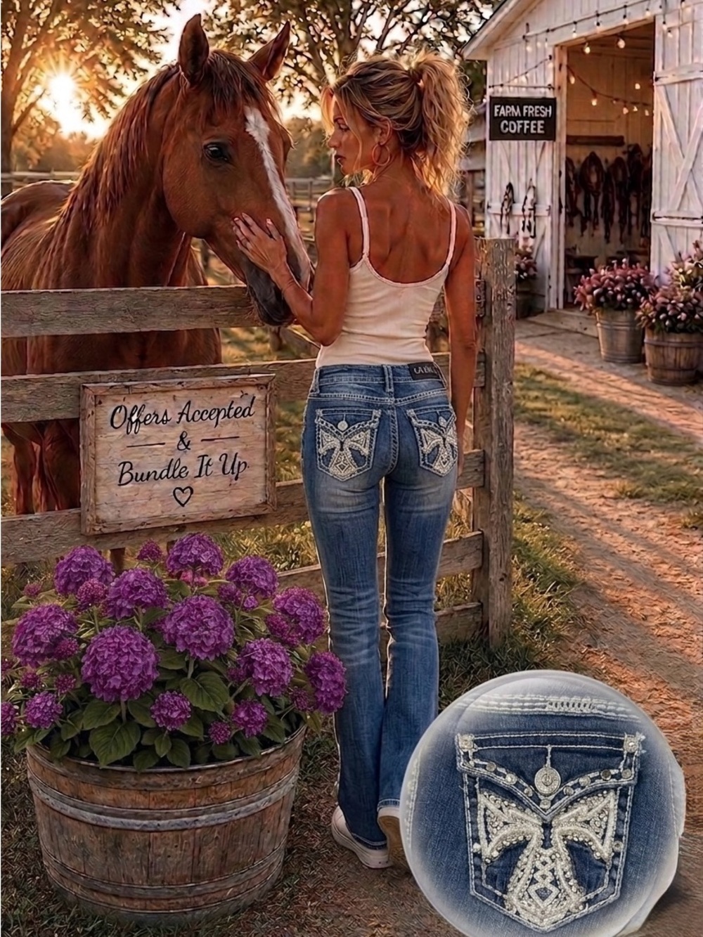 L.A. idol Blue Embellished Boot Cut Jeans